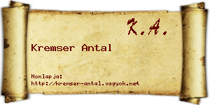 Kremser Antal névjegykártya